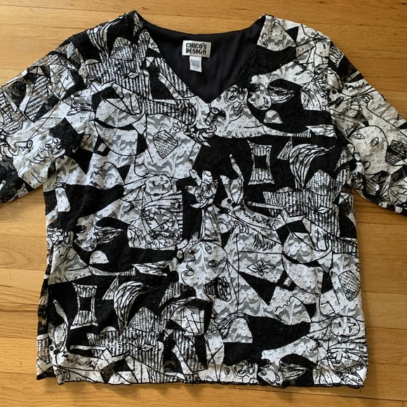 🚨3/$15🚨 Chico’s Lace V-Neck Top - Plus Size 3 (16) - Picture 1 of 9